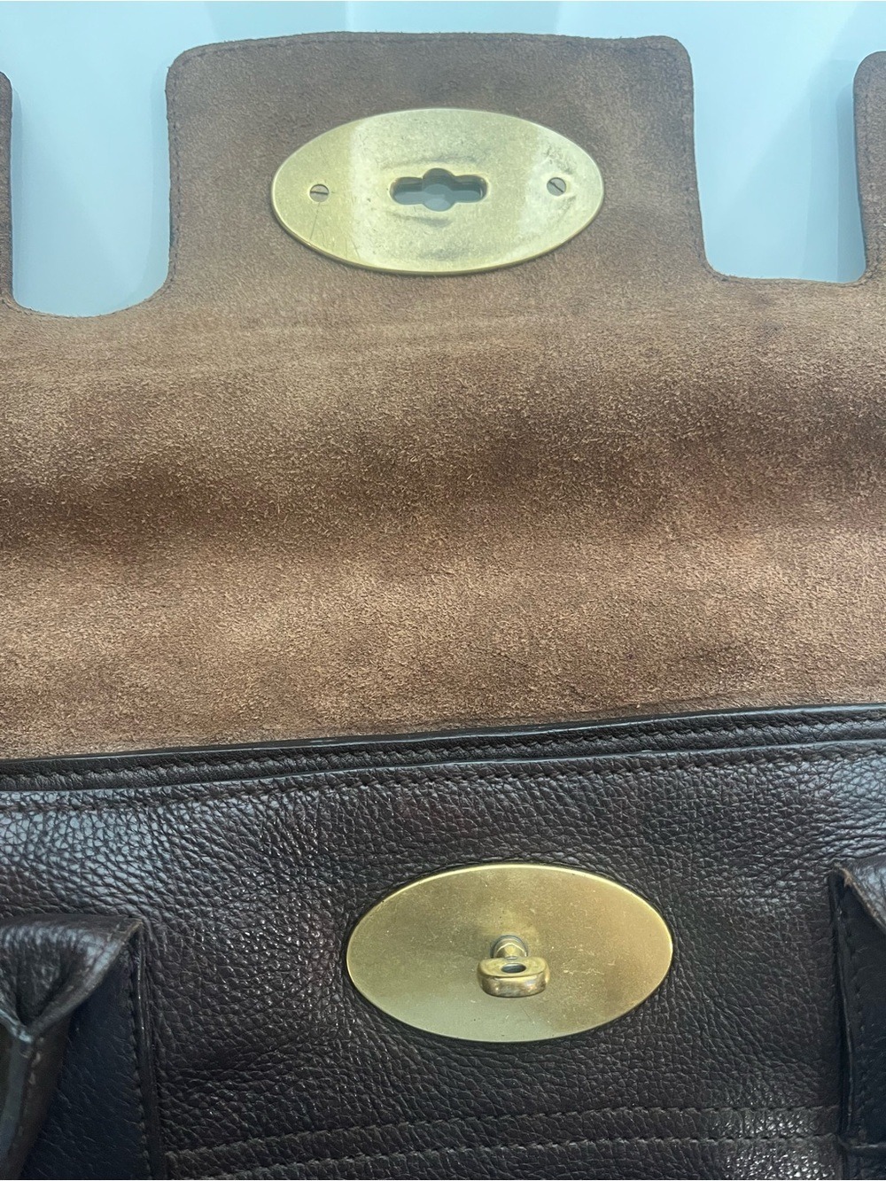 MULBERRY ESPRESSO NATURAL GRAIN LEATHER BAYSWATER - Picture 11 of 14